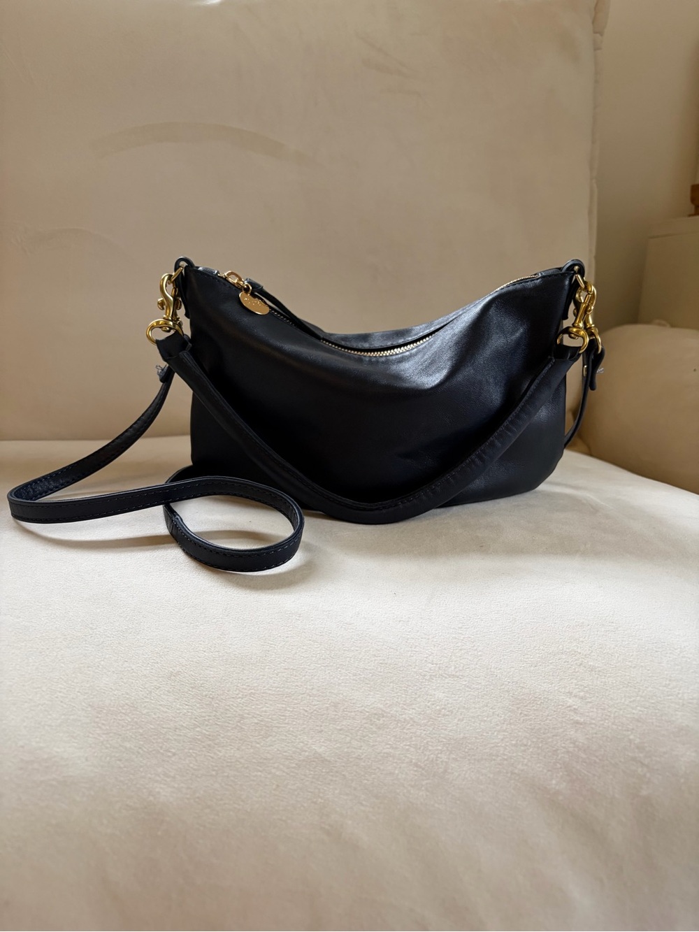 Clare V. Petit Moyen - Navy Nappa Leather Crossbody and Shoulder Bag